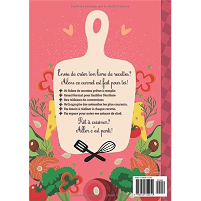 Cahier de recettes à remplir A4 grand format: Carnet de cuisine  personnalisé à compléter avec des recettes de grand-mère et de famille  (French