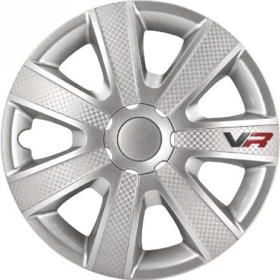 Jeu de 4 enjoliveurs vr 15'' argent look carbone