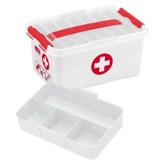 SmartStore boite à pharmacie 8 L, boîte de rangement pour médicaments, boîte  pharmacie à utiliser comme kit de secours avec couvercle décoré et clips,  en plastique sans BPA, 28 x 28 x