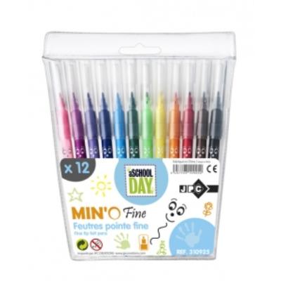 JPC A SCHOOL DAY Pochette de 12 feutres MIN'O pointe Fine 2 mm Assorti