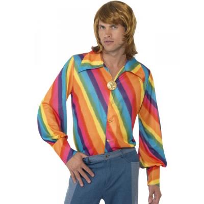 Chemise arc-en-ciel des années 70 pour homme - L