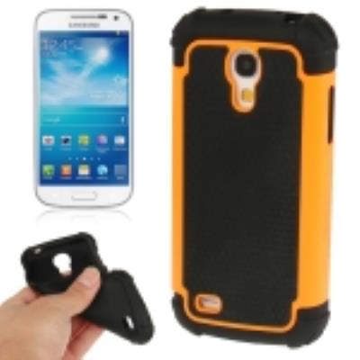 Galaxy S4 Mini : Coque Housse de Protection en Silicone Noir avec Contour en Plastique Orange
