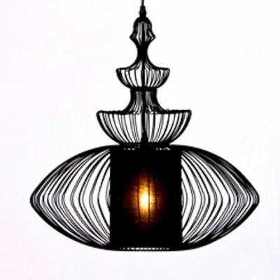 Suspension design en fer noir ovale Magalie