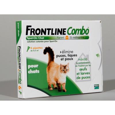 Frontline combo spot on soin antiparasitaire pour chats boîte 6 pipettes