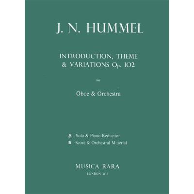Partitions classique EDITION BREITKOPF HUMMEL J.N. - INTRODUKTION,THEMA U.VARIATION - HAUTBOIS, PIANO Hautbois