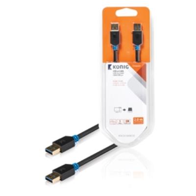 Câble usb 3.0, a mâle vers a mâle, 2m, gris könig