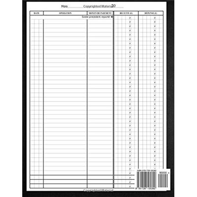 Livre De Caisse Simple : Journal Recettes Dépenses - A5 - 110