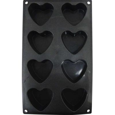 patisse 19192 moule forme des coeurs 8 cavités platine noir paillette 30 x 17,5 cm