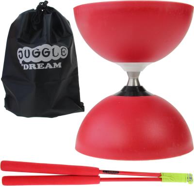 Kit diabolo circus free rouge avec baguettes superglass et sac de rangement