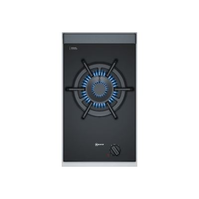 Neff Domino N23TA19N0 table de cuisson au gaz - 30 cm - noir - verre trempé - avec garnitures en acier inoxydable
