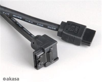 Câble SATA 3.0 - Metal Grip - 050 cm - Angle Droit - AK-CBSA01-05BK - Noir