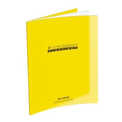 1 cahier piqûres avec couverture polypropylène a4 jaune, grands carreaux conquérant sept 100102468