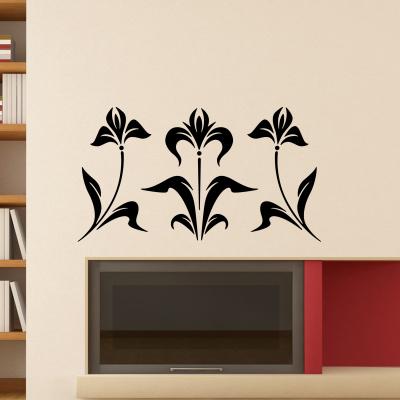 Pick and Stick Sticker Mural Ornement iris - 55 x 75 cm, Noir