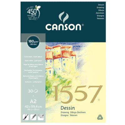 Canson 1557 Grain Léger 180g/m², bloc collé petit côté 42 x 59,4cm