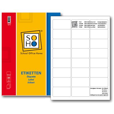 SOHO Etiquettes A4 64x33,8mm 10 feuilles de 24 pièces