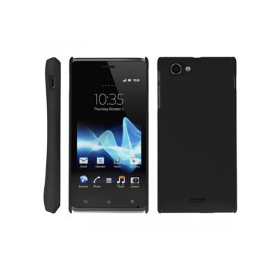 Coque rigide Noire pour Sony Xperia L aspect mat toucher rubber gomme