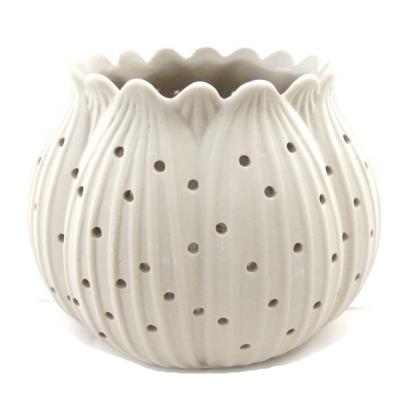 Bougeoir 'Feuille' beige