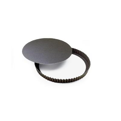 Moule métal anti-adhérent - Tourtière ronde cannelée fond mobile 30 cm