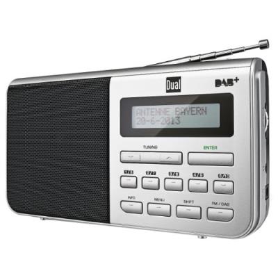 Dual DAB 4.1 Radio numérique portative avec tuner DAB+/FM, fonction recherche automatique de station, boutons d'enregistrement (10 stations par bouton), écran LCD, prise casque 3,5 mm Argenté