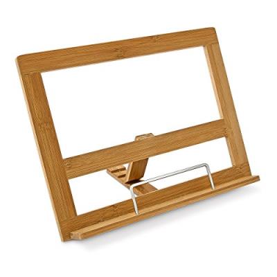 Relaxdays 10013077 support pour livre de cuisine pupitre de lecture bambou 32 x 24 cm