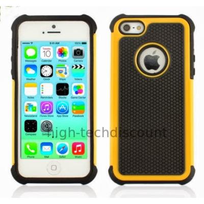 Housse etui coque anti choc rigide pour Apple iPhone 5C + film ecran - JAUNE