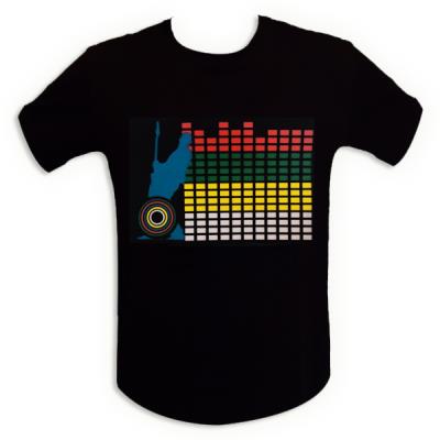 T-shirt equalizer guitariste lumineux LED mur de son Taille XL