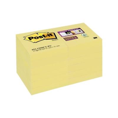 Post-it 622-12sscy-eu lot de 12 blocs de notes 90 feuilles 51 x 51 mm jaune
