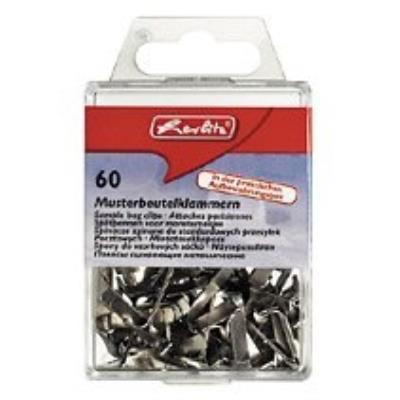 Herlitz - attaches parisiennes, contenu 60 pièces, tête platemétal, blanc brillant, pour une meilleure fermeture de sachets dé