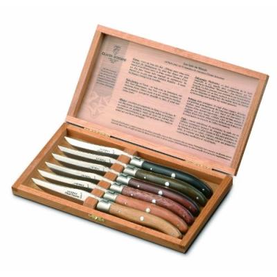 LAGUIOLE CLAUDE DOZORME 5.60.001.16 COFFRET CHÊNE 6 COUTEAUX MANCHE BOIS PANACHÉS