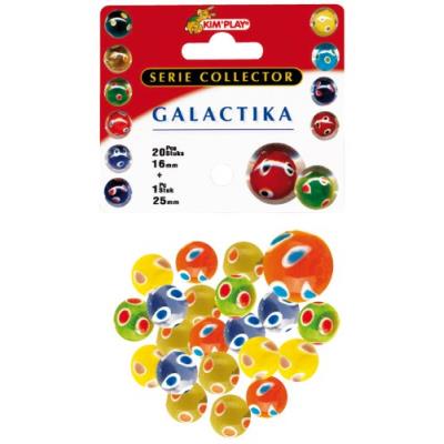 20 Billes en verre GALACTIKA de 16 mm +  1 Calot Bille 25 mm
