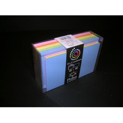 Pollen Lot de 5 Coffret 40 enveloppes 90x140 + 40 cartes 82x128 Printemps (5 couleurs)
