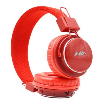 Casque Bluetooth V2.1 NIA Q8 Réglable Microphone Radio FM Micro SD - Rouge