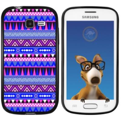 Coque Souple en gel noir pour Galaxy Trend Lite avec impression Motifs aztèque bleu et violet