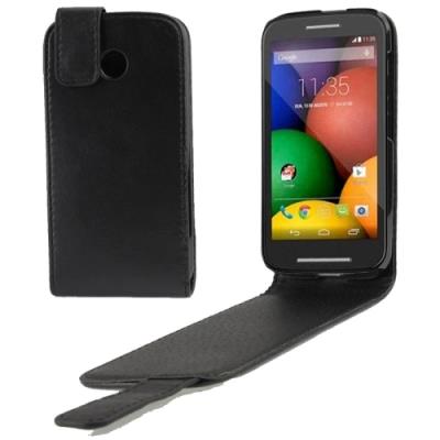 Motorola Moto E Coque Housse Cuir PU Noir Litchi