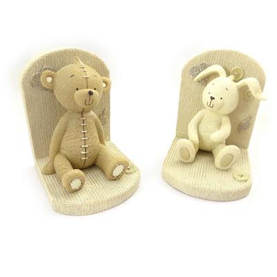 Paire de serre-livres 'Ours et Lapin' taupe beige