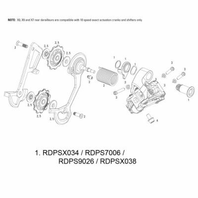 Sram rdpsx038 boulon dancrage de dérailleur arrière argent