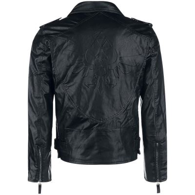 Men La Légende Veste motard en cuir noir Faux Zelda: XX Large