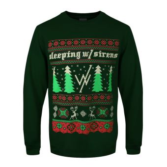 Sleeping With Sirens Pull de Noël Homme Vert Foncé Sous Licence Officielle - 1