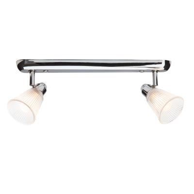 Barre double spots orientables pour salle de bain en mÃ©tal et verre striÃ© Leeds