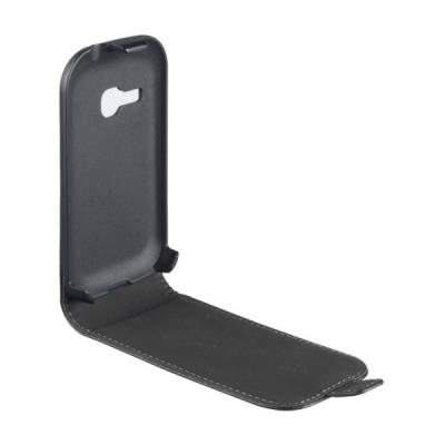 Xqisit Flipcover - Beschermende bedekking voor mobiele telefoon - synthetisch leer - zwart - voor Samsung Galaxy Young