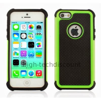 Housse etui coque anti choc rigide pour Apple iPhone 5C + film ecran - VERT