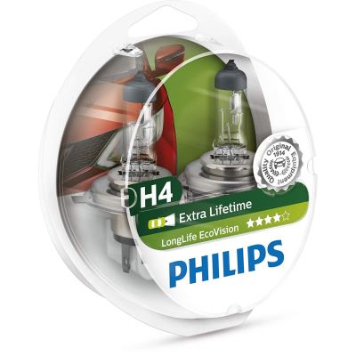 Philips 681224 LongLife EcoVision H4, 12 V, 60/55W, Set de 2