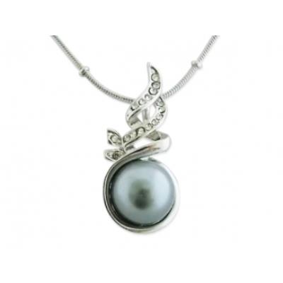 Collier pendentif physalis gris et strass bijou fantaisie pas cher pendentif