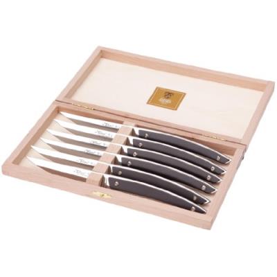 Claude dozorme 2.90.001.53 coffret hêtre 6 couteaux thiers high tech manche aluminium anodise noir