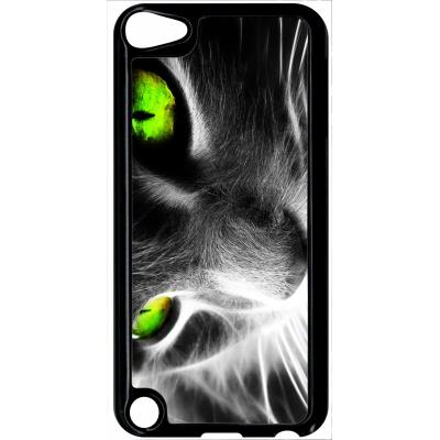 Coque ipod touch 5 chat noir et blanc yeux vert