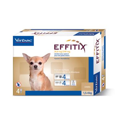 Comparer les prix de Effitix Spot On très petit chien 1.5 - 4 kg 4 pipettes