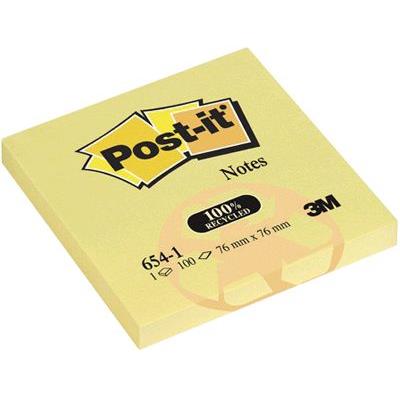 Post-It - Bloc De 100 Feuilles 76X127Mm Jaune Papier Recyclé