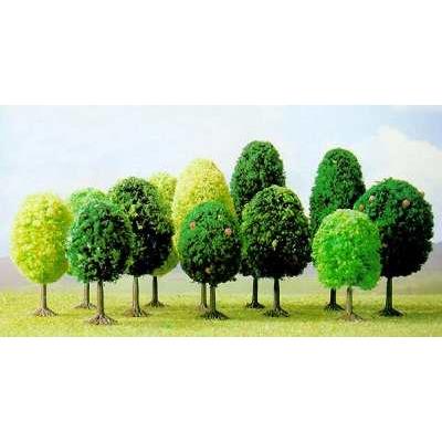 BUSCH ENVIRONNEMENT - BUE6586 - MODÉLISME FERROVIAIRE - LOT DE 12 ARBRES FEUILLUS