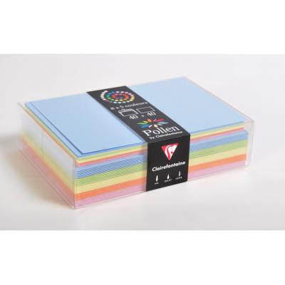Pollen Lot de 5 Coffret 40 enveloppes 114x162 + 40 cartes 110x155 Printemps (5 couleurs)