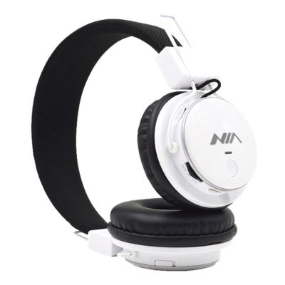 Casque Bluetooth V2.1 NIA Q8 Réglable Microphone Radio FM Micro SD - Blanc